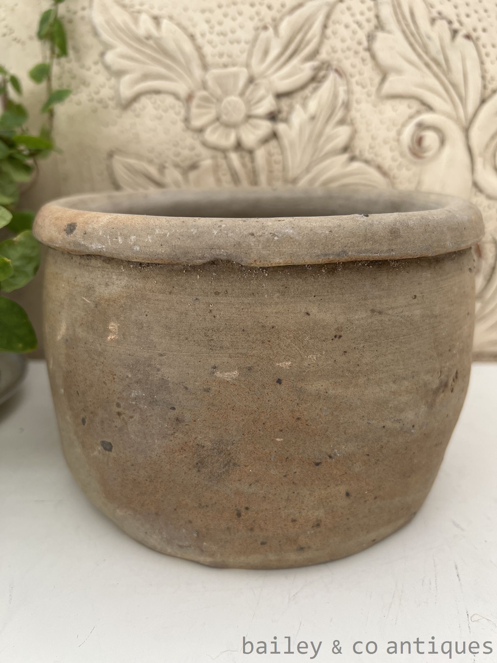Antique French Rare Earthenware Stoneware Confit Pot - B07722   detail 06